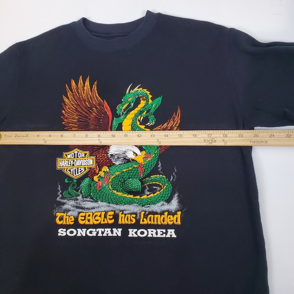 Vintage Harley Davidson Dragon Eagle Has Landed T Shirt Songtan KOREA M RARE - Picture 7 of 8